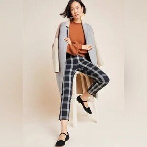 Anthropologie The Essential Slim Trousers Pants Plaid Black White NWT Size 4